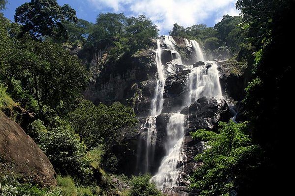 Lush mountain peaks and ridge lines of the remote Uluguru range shrouded in low tropical clouds